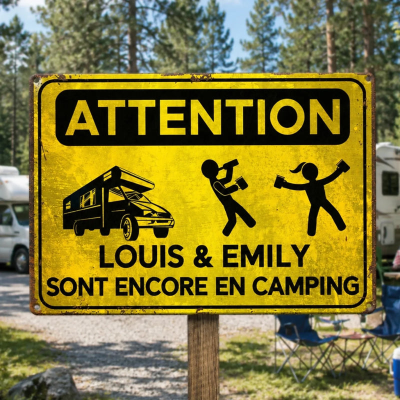 Panneau Métallique Personnalisé – Cadeau Pour Amoureux Du Camping  – Feu, Alcool, Camping