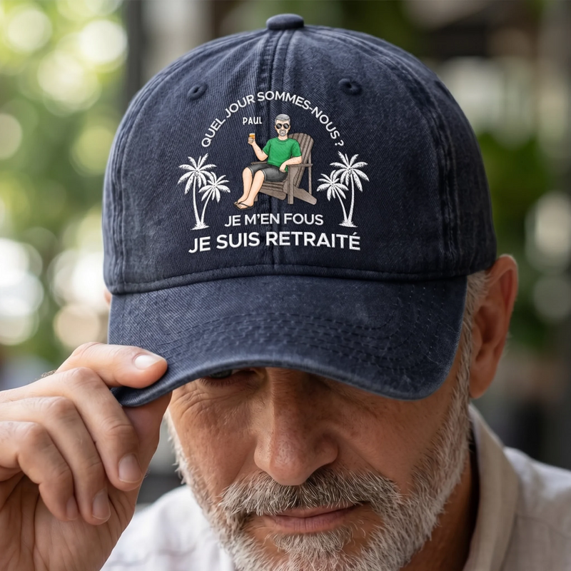 Casquette De Baseball En Jean Délavé Personnalisée – Cadeau Pour Retraités –  Zéro Stress, Plus D’apéro