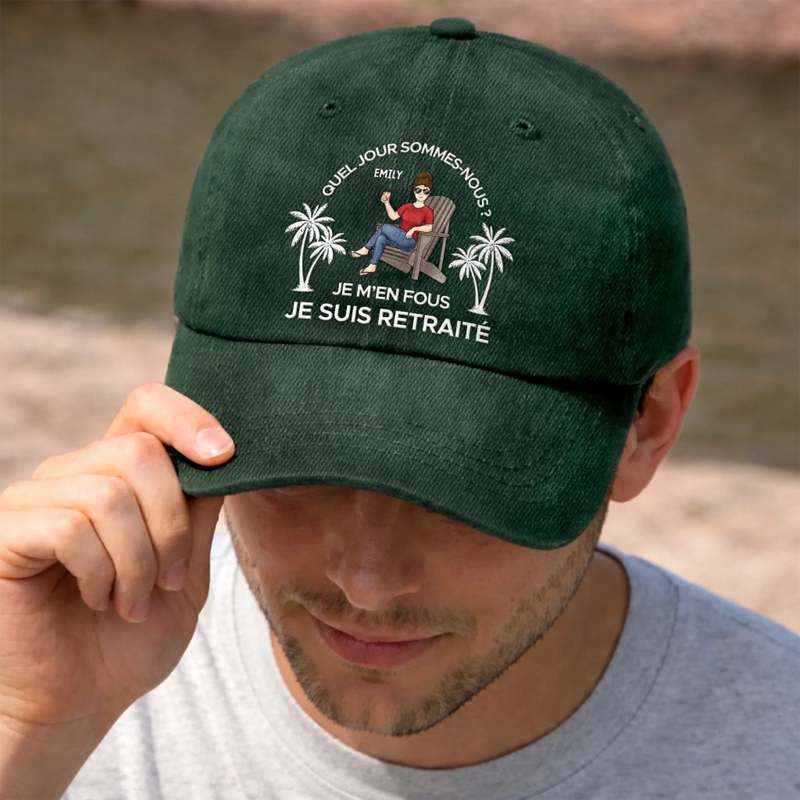 Casquette De Baseball En Jean Délavé Personnalisée – Cadeau Pour Retraités –  Zéro Stress, Plus D’apéro