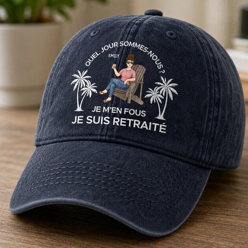 Casquette De Baseball En Jean Délavé Personnalisée – Cadeau Pour Retraités –  Zéro Stress, Plus D’apéro