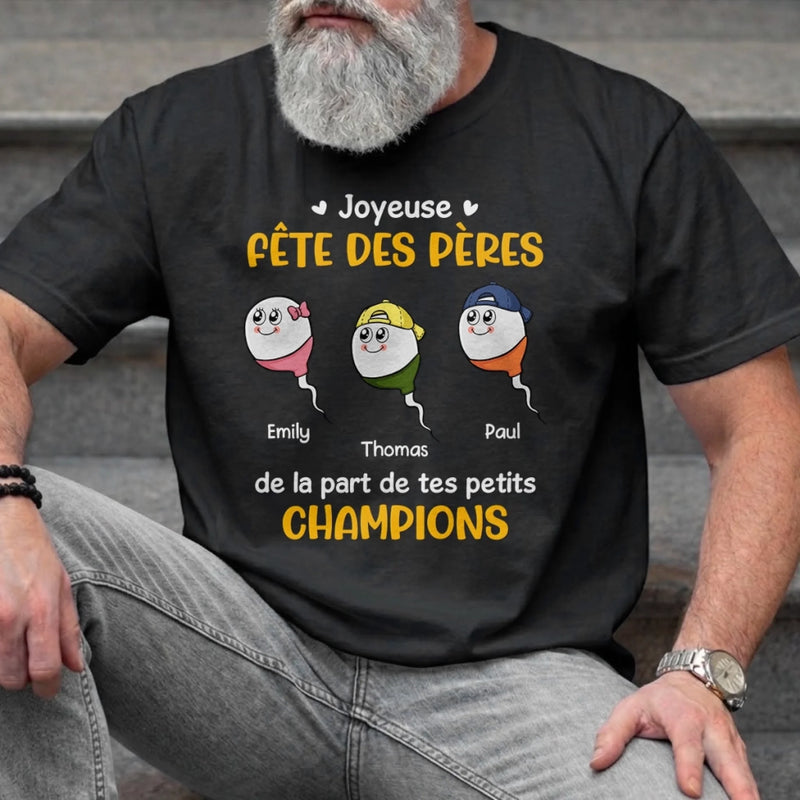 T-shirt unisexe, Hoodie personnalisé – Cadeau Rigolo pour Papa – Fête des Pères – De la part de ton petit champion