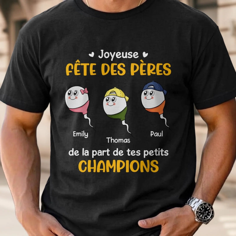 T-shirt unisexe, Hoodie personnalisé – Cadeau Rigolo pour Papa – Fête des Pères – De la part de ton petit champion