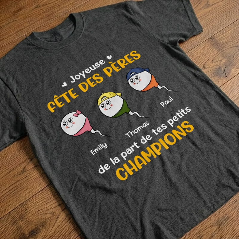 T-shirt unisexe, Hoodie personnalisé – Cadeau Rigolo pour Papa – Fête des Pères – De la part de ton petit champion