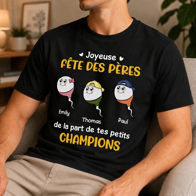 T-shirt unisexe, Hoodie personnalisé – Cadeau Rigolo pour Papa – Fête des Pères – De la part de ton petit champion