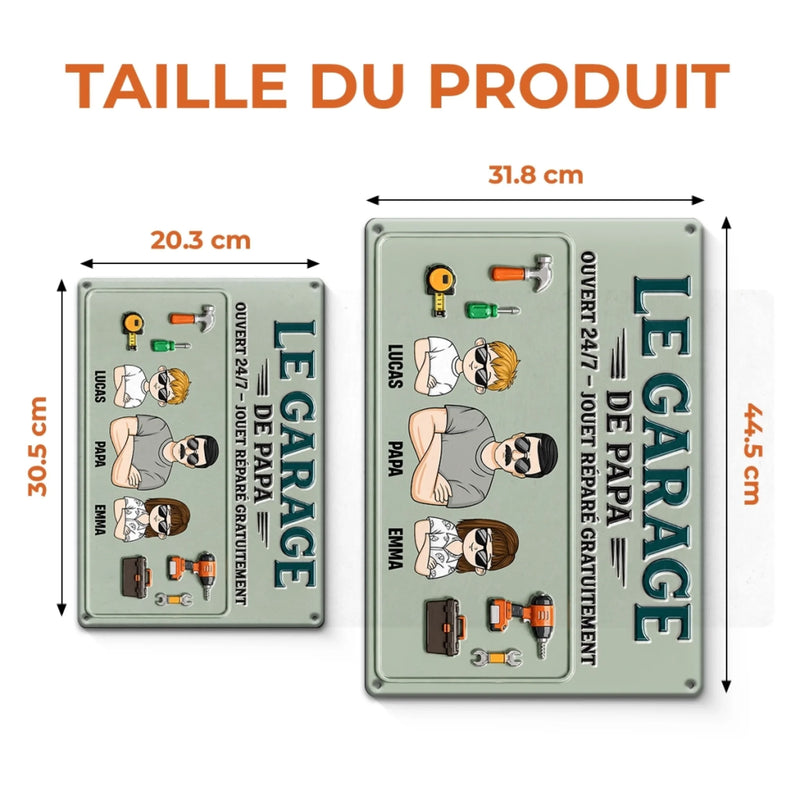 Panneau Métallique Personnalisé – Cadeau Pour Papa, Papy  – Le Roi Des Réparations