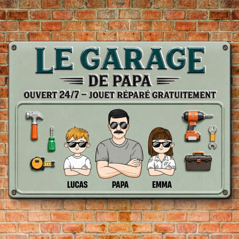 Panneau Métallique Personnalisé – Cadeau Pour Papa, Papy  – Le Roi Des Réparations