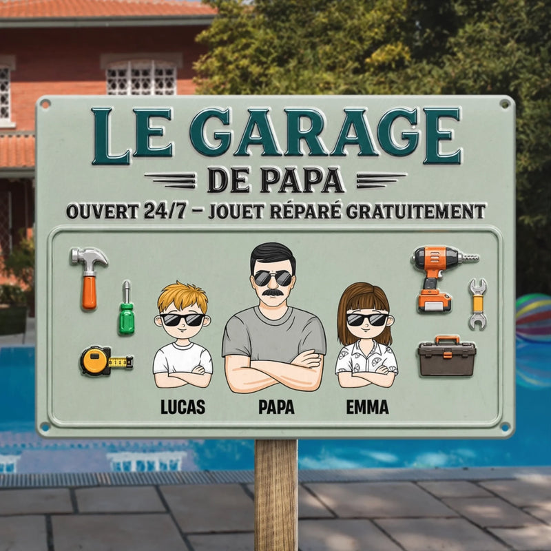 Panneau Métallique Personnalisé – Cadeau Pour Papa, Papy  – Le Roi Des Réparations