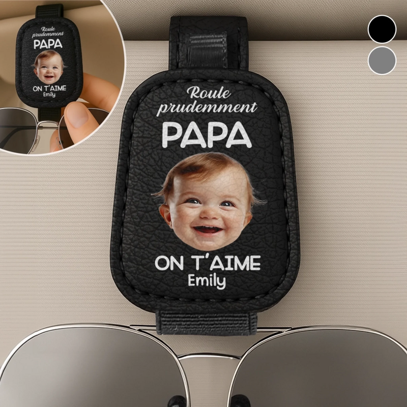 Pare-soleil de voiture en cuir Personnalisé – Cadeaux Pour La Fête Des Pères Pour Papa, Papy – Prenez La Route Du Bonheur
