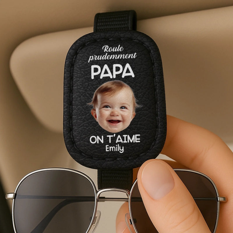 Pare-soleil de voiture en cuir Personnalisé – Cadeaux Pour La Fête Des Pères Pour Papa, Papy – Prenez La Route Du Bonheur