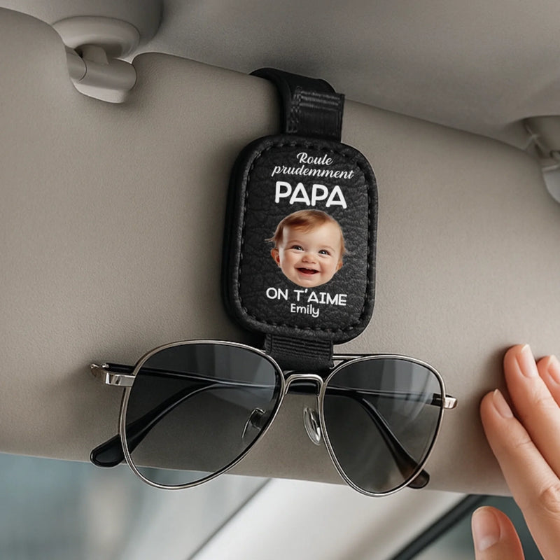 Pare-soleil de voiture en cuir Personnalisé – Cadeaux Pour La Fête Des Pères Pour Papa, Papy – Prenez La Route Du Bonheur