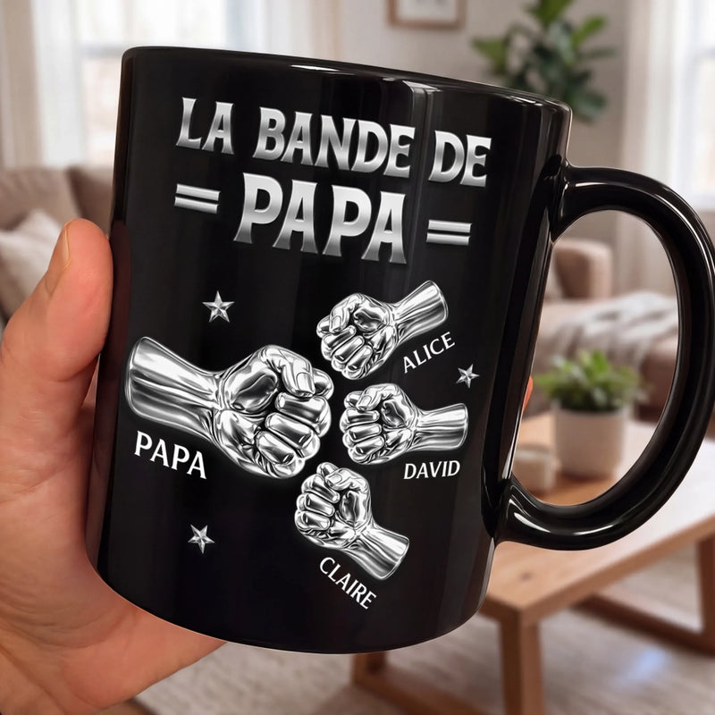 Mug Noir Personnalisé – Cadeau Pour Papa, Papy – La Bande De Papa