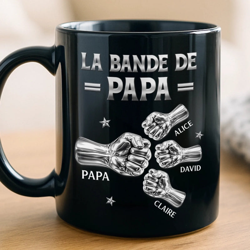 Mug Noir Personnalisé – Cadeau Pour Papa, Papy – La Bande De Papa