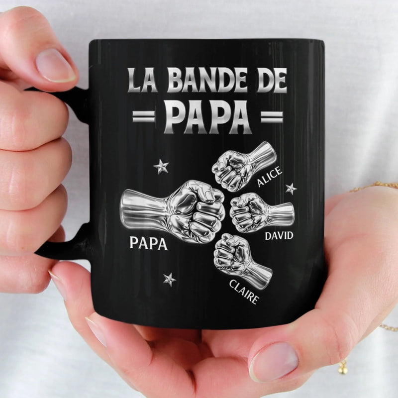 Mug Noir Personnalisé – Cadeau Pour Papa, Papy – La Bande De Papa