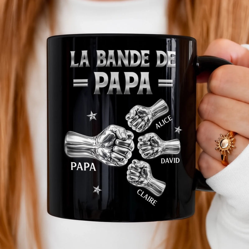 Mug Noir Personnalisé – Cadeau Pour Papa, Papy – La Bande De Papa