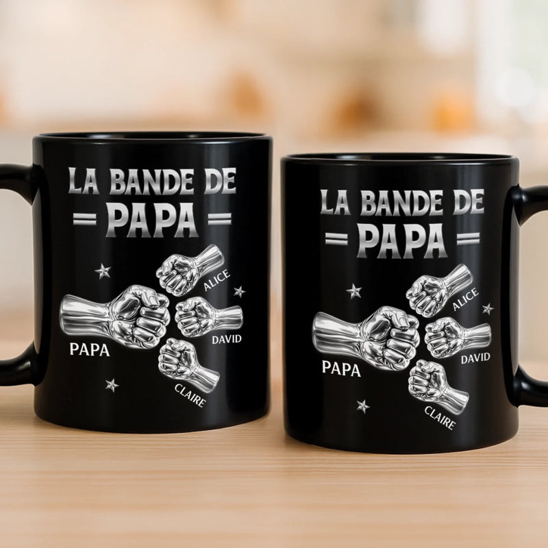 Mug Noir Personnalisé – Cadeau Pour Papa, Papy – La Bande De Papa