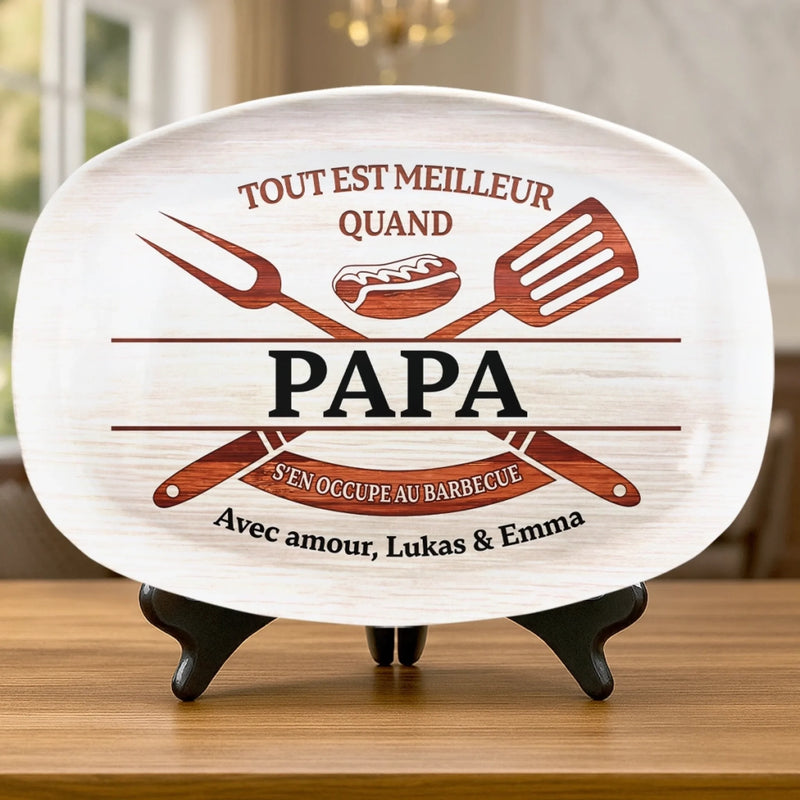 Planche De Grill Personnalisée – Cadeau Humoristiques Pour Papa, Papi – S'en Occupe Au Barbecue