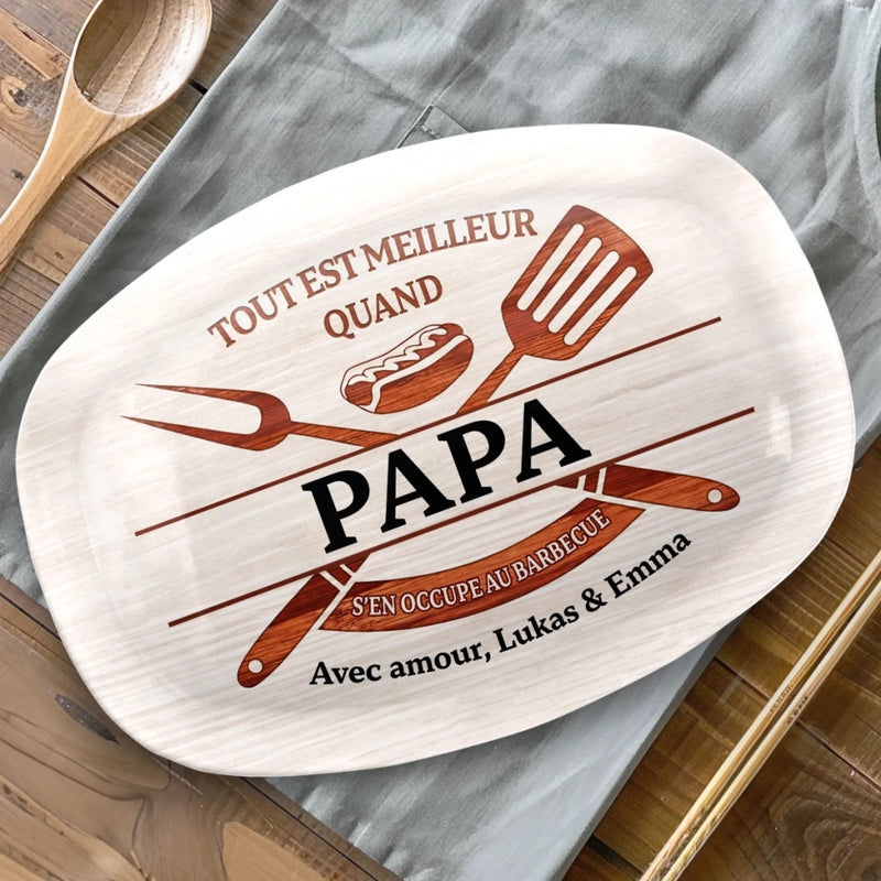 Planche De Grill Personnalisée – Cadeau Humoristiques Pour Papa, Papi – S'en Occupe Au Barbecue