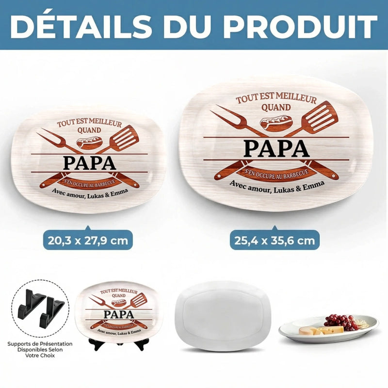 Planche De Grill Personnalisée – Cadeau Humoristiques Pour Papa, Papi – S'en Occupe Au Barbecue