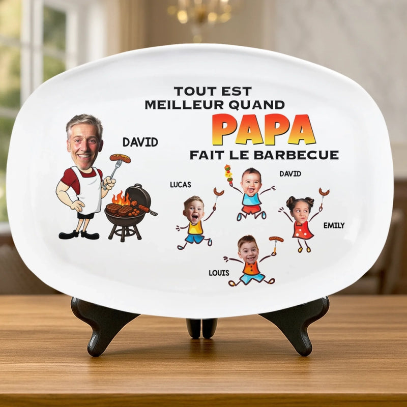 Planche De Grill Personnalisée Avec Photo – Cadeau Humoristiques Pour Papa, Papi – Plateau De Grilles Unique