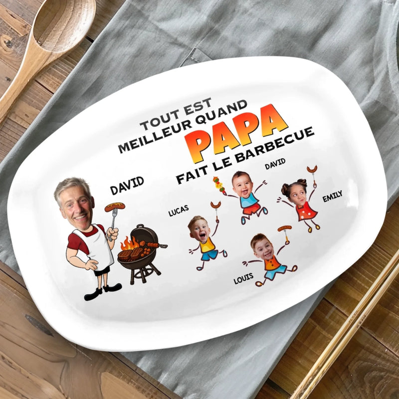 Planche De Grill Personnalisée Avec Photo – Cadeau Humoristiques Pour Papa, Papi – Plateau De Grilles Unique