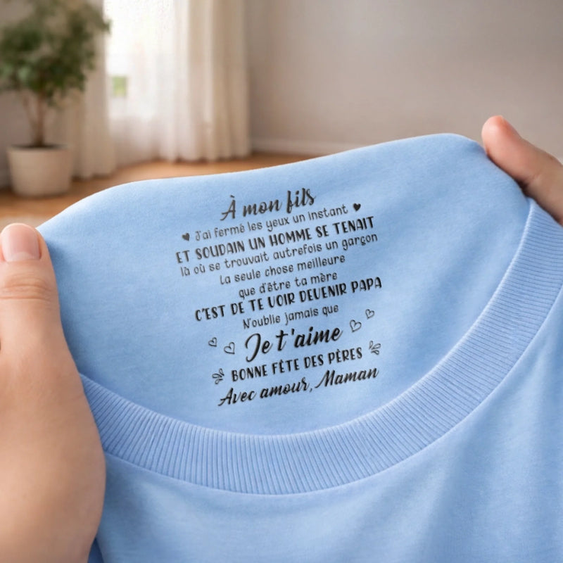 T-Shirt À Impression Intérieure Personnalisée – Cadeau Fête des Pères pour Fils – Fier Que Mon Enfant Ait Grandi