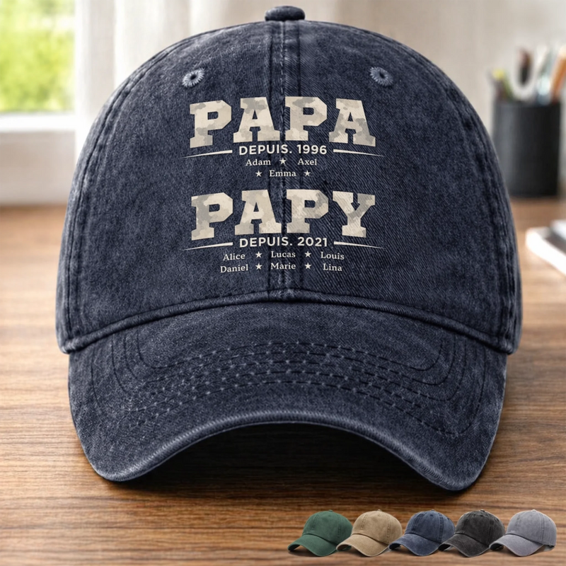 Casquette De Baseball En Jean Délavé Personnalisée – Cadeau Pour Papa, Papi – La Paternité Vous Va Bien
