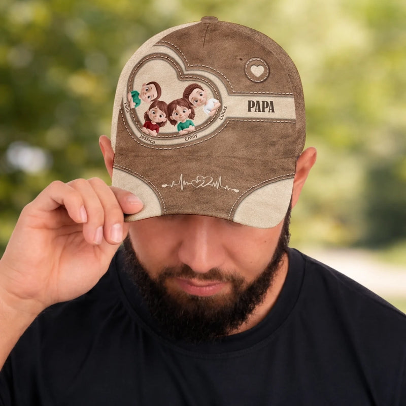 Casquette Classique Personnalisée – Cadeau Pour Papa, Papi – Le cœur de la famille