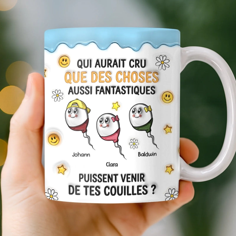 Mug Personnalisé à Effet 3D Gonflé – Cadeau Fête des Pères, Humoristiques pour Papa – Mini Toi, Maxi Bonheur