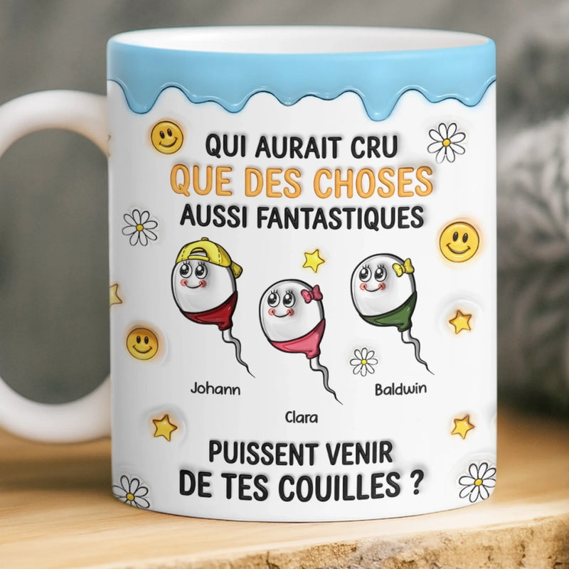 Mug Personnalisé à Effet 3D Gonflé – Cadeau Fête des Pères, Humoristiques pour Papa – Mini Toi, Maxi Bonheur