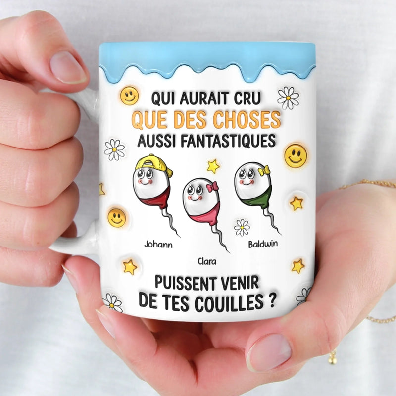 Mug Personnalisé à Effet 3D Gonflé – Cadeau Fête des Pères, Humoristiques pour Papa – Mini Toi, Maxi Bonheur