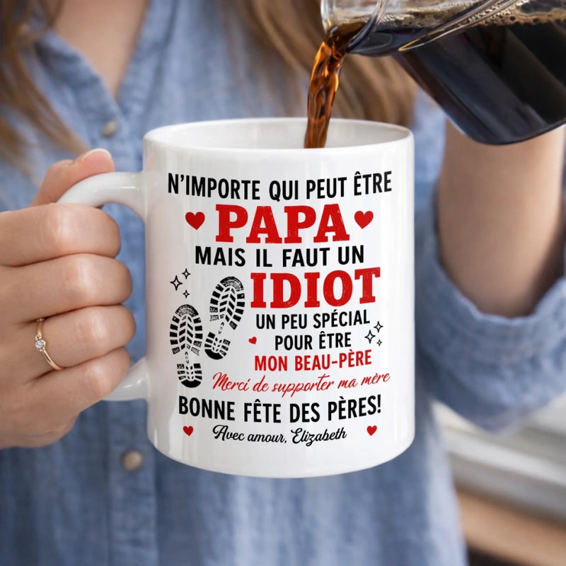 Mug Personnalisé – Cadeau Fête des Pères, Humoristique Pour Beau-Père – Merci De Supporter Ma Mère