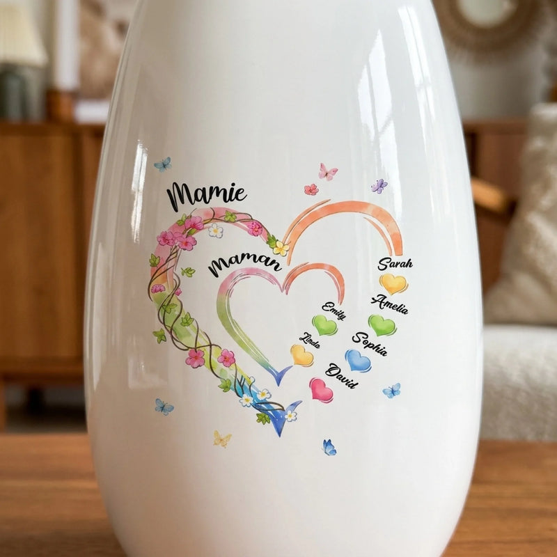 Vase ovale en céramique personnalisé – Cadeau Pour Mamie – Un Cadeau Fait Avec Amour