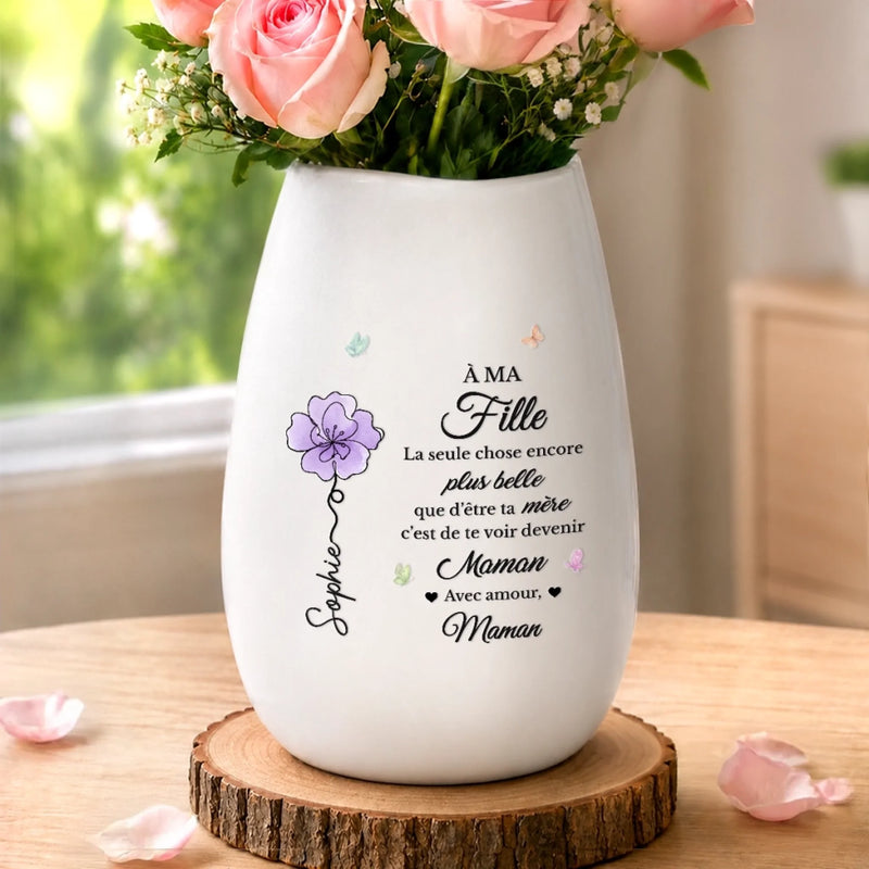 Vase Ovale En Céramique Personnalisé – Cadeau Pour Fille - L'ère Des Mamans Commence