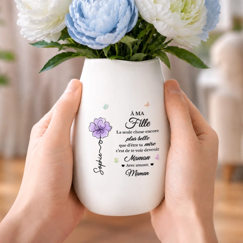 Vase Ovale En Céramique Personnalisé – Cadeau Pour Fille - L'ère Des Mamans Commence