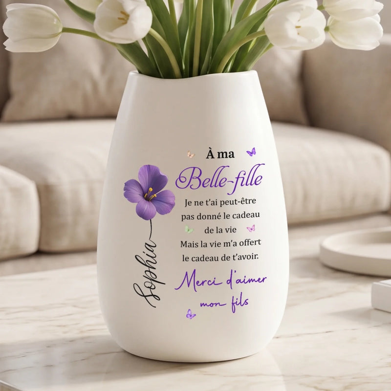Vase Ovale En Céramique Personnalisé – Cadeau Pour Belle-Fille - Construit Par Amour