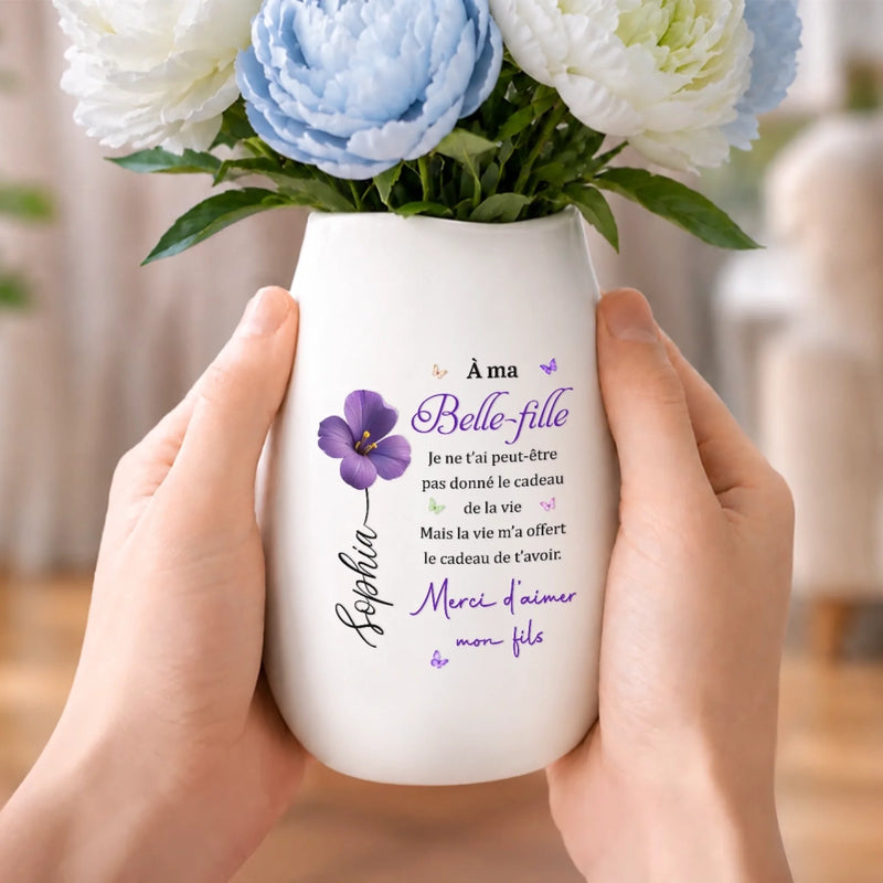 Vase Ovale En Céramique Personnalisé – Cadeau Pour Belle-Fille - Construit Par Amour
