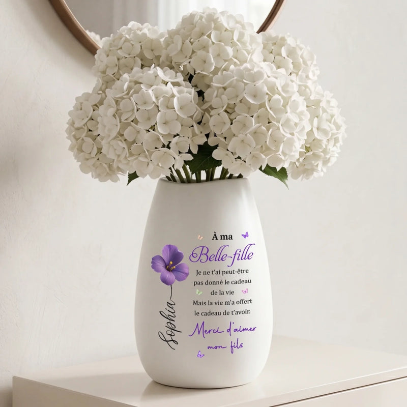 Vase Ovale En Céramique Personnalisé – Cadeau Pour Belle-Fille - Construit Par Amour