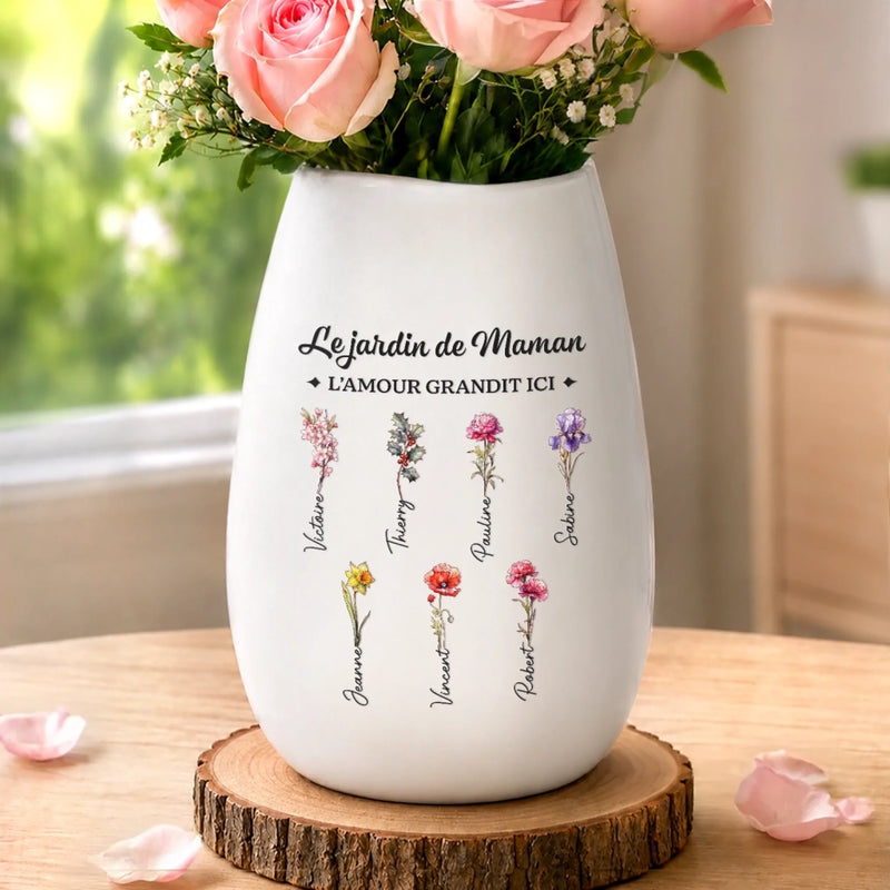 Vase Ovale En Céramique Personnalisé – Cadeau Pour Maman, Mamie - Là Où Les Souvenirs S'épanouissent