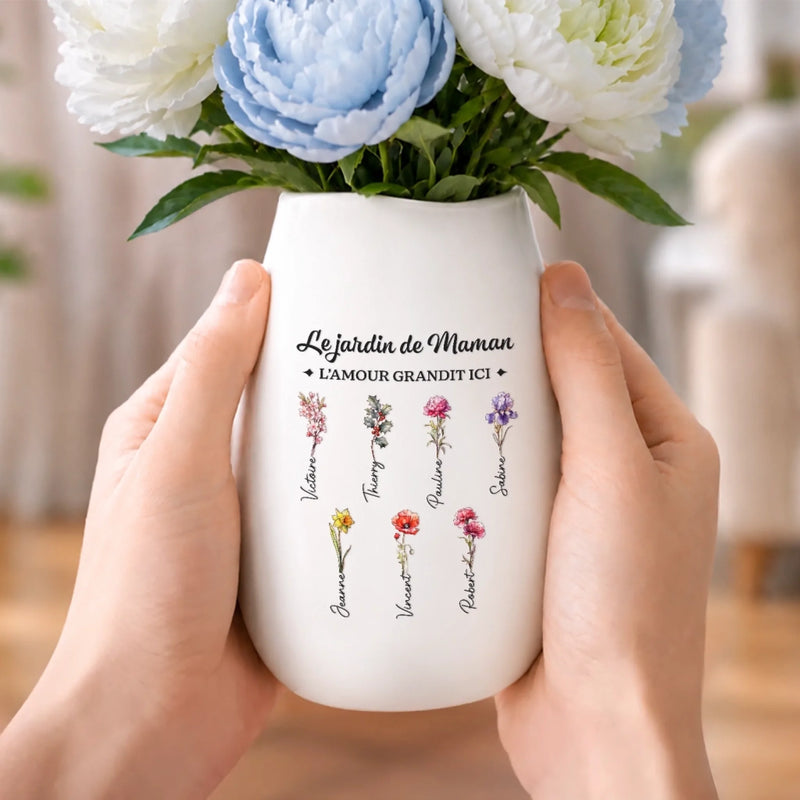 Vase Ovale En Céramique Personnalisé – Cadeau Pour Maman, Mamie - Là Où Les Souvenirs S'épanouissent
