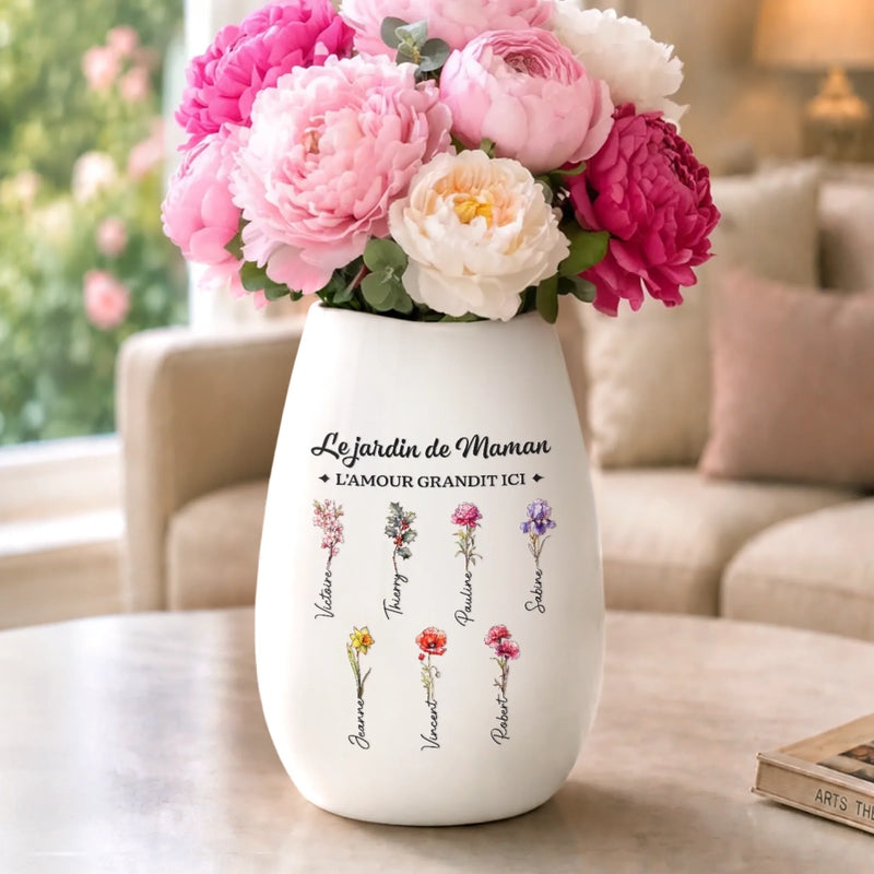 Vase Ovale En Céramique Personnalisé – Cadeau Pour Maman, Mamie - Là Où Les Souvenirs S'épanouissent