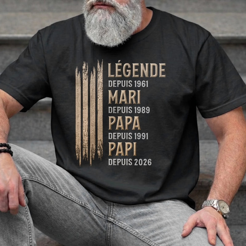 T-shirt unisexe, Hoodie personnalisé – Cadeau Fête des Pères pour Papa, Papi – La Légende D'une Famille