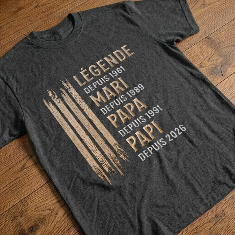 T-shirt unisexe, Hoodie personnalisé – Cadeau Fête des Pères pour Papa, Papi – La Légende D'une Famille