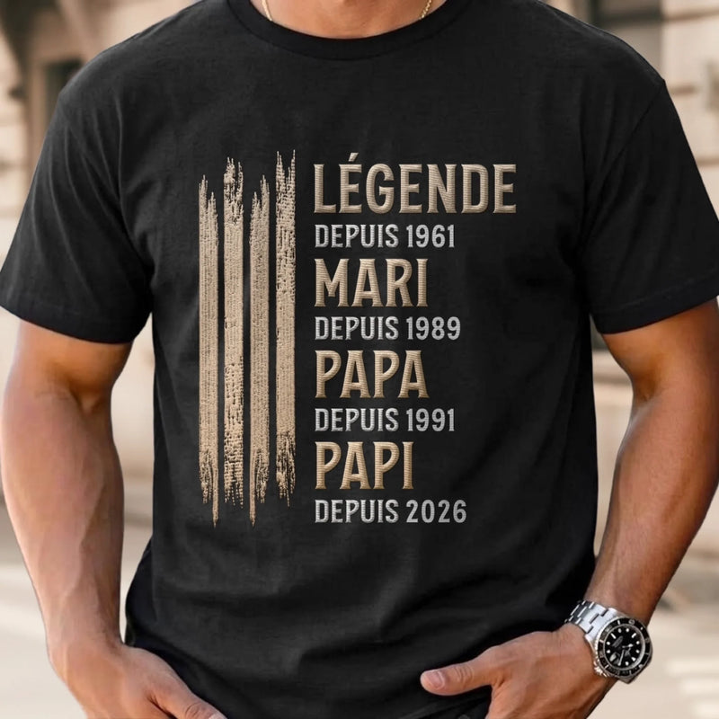 T-shirt unisexe, Hoodie personnalisé – Cadeau Fête des Pères pour Papa, Papi – La Légende D'une Famille