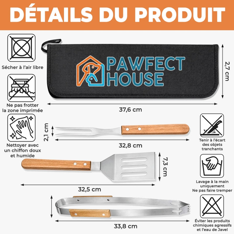 Kit de barbecue personnalisé – Cadeau pour Papa – Attention, Expert En Grillades