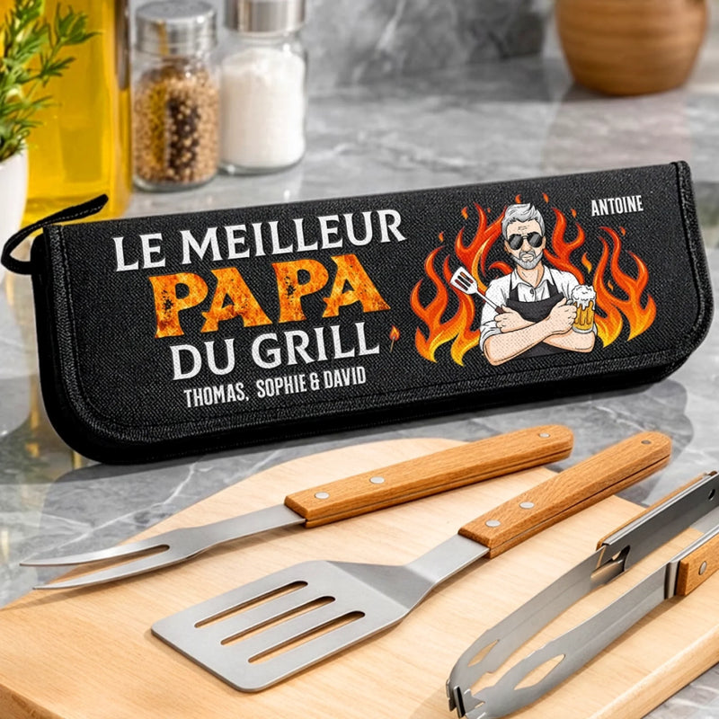 Kit de barbecue personnalisé – Cadeau pour Papa – Ici, C’est Papa Le Chef
