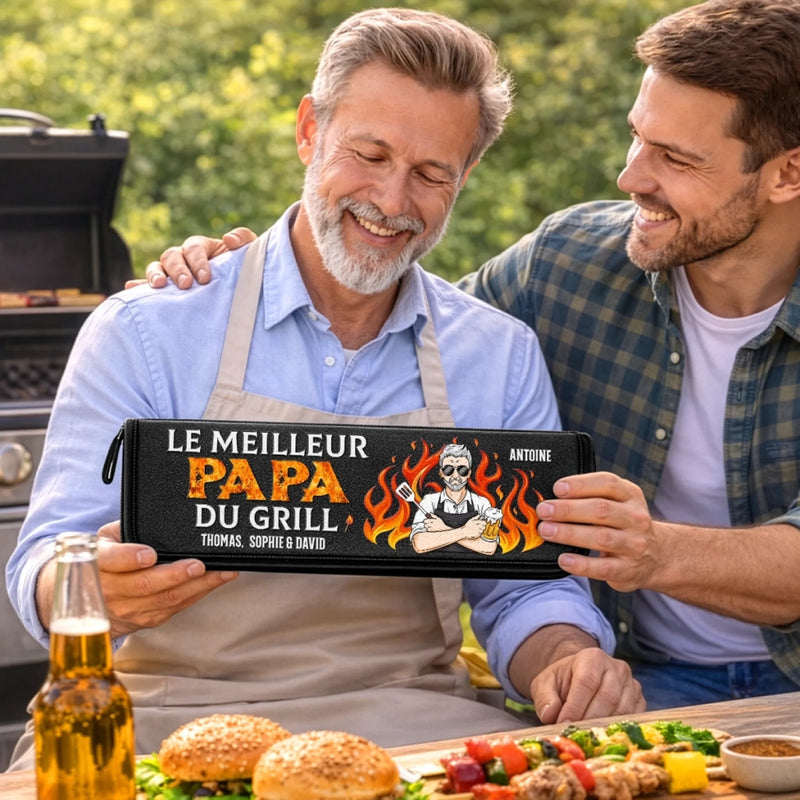 Kit de barbecue personnalisé – Cadeau pour Papa – Ici, C’est Papa Le Chef