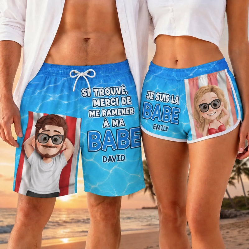 Shorts de Bain Personnalisé – Cadeau pour Couple – Mon Cœur T’Appartient