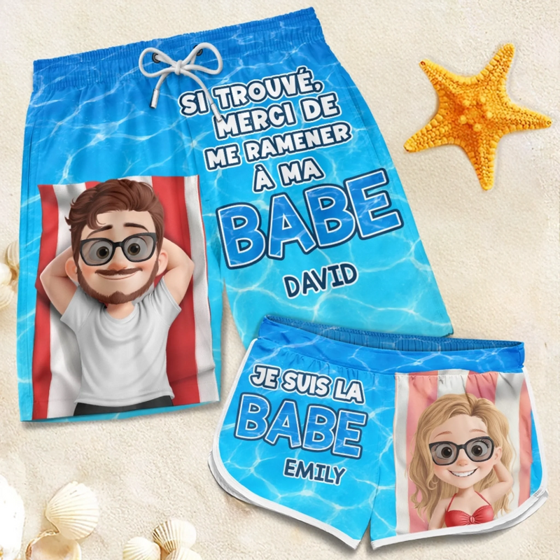 Shorts de Bain Personnalisé – Cadeau pour Couple – Mon Cœur T’Appartient