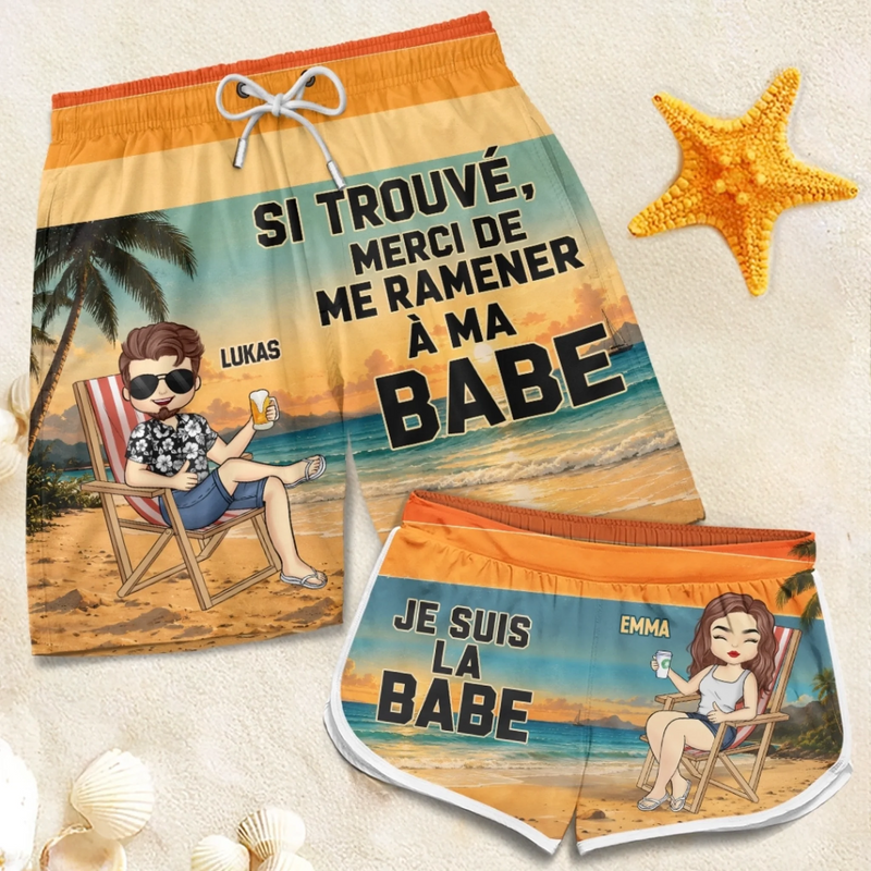 Shorts de Bain Personnalisé – Cadeau pour Couple – Journées à la plage avec mon