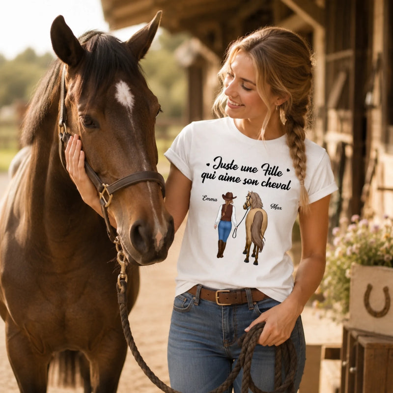 T-shirt unisexe, Hoodie personnalisé – Cadeau Pour Amoureux Des Chevaux – Mon cœur marche à mes côtés